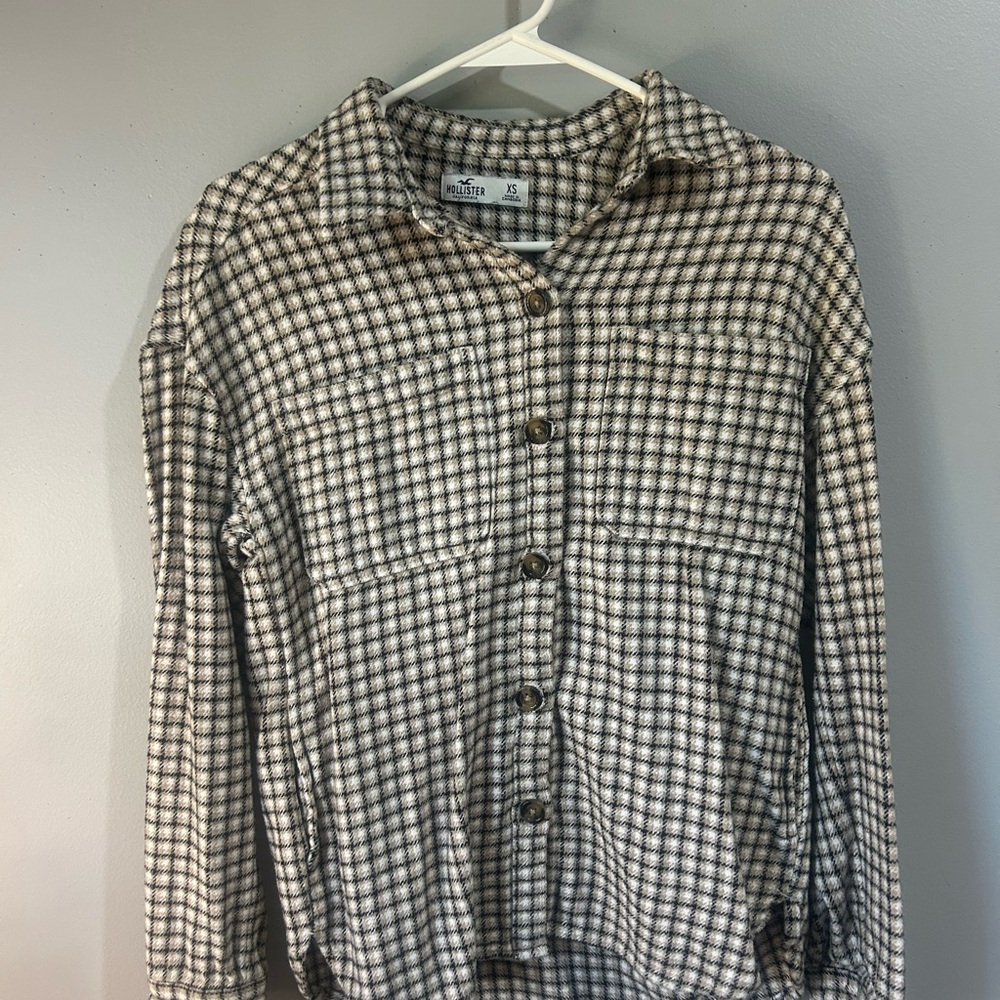 Hollister Brown and White Casual Flannel